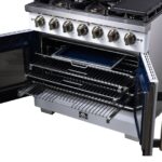 Forno Capriasca 36-Inch White Freestanding French Door Gas Range, 6 Burners, Convection Oven, Energy Efficient