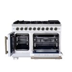 Forno Capriasca 48-Inch White Freestanding French Door Gas Range, 8 Burners, Convection Oven, Energy Efficient