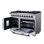 Forno Capriasca 48-Inch White Freestanding French Door Gas Range, 8 Burners, Convection Oven, Energy Efficient