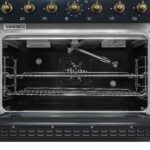 Forno Antico 36-Inch Freestanding Gas Range, Black, Antique Brass Design, 6 Burners, Convection Oven, Energy Efficient