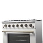 Forno Galiano 36-inch Freestanding Gas Range in White with Antique Brass Design, 6 Burners, 83,000 BTU, 5.36 cu.ft. Convection Oven