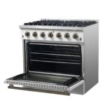 Forno Galiano 36-inch Freestanding Gas Range in White with Antique Brass Design, 6 Burners, 83,000 BTU, 5.36 cu.ft. Convection Oven