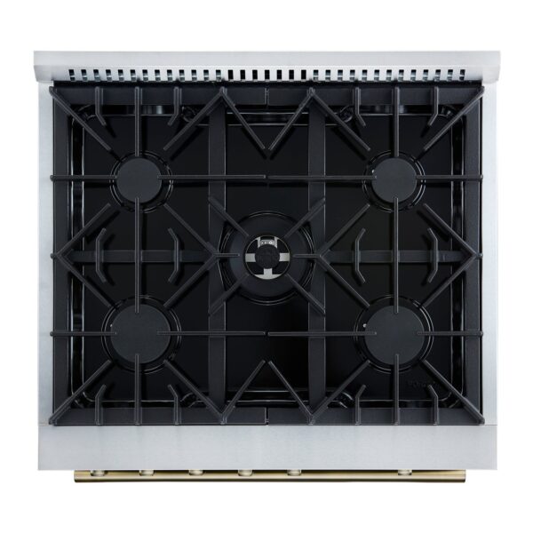 Giovanni 30-inch Gas Range White & Antique Brass Design, 5 Burners 67,000 BTU, 4.32 cu.ft