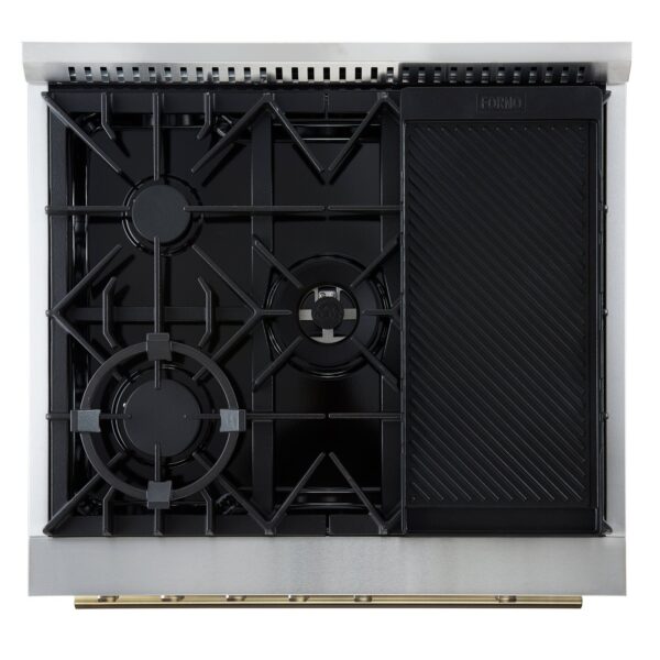 Giovanni 30-inch Gas Range White & Antique Brass Design, 5 Burners 67,000 BTU, 4.32 cu.ft