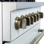 Giovanni 30-inch Gas Range White & Antique Brass Design, 5 Burners 67,000 BTU, 4.32 cu.ft