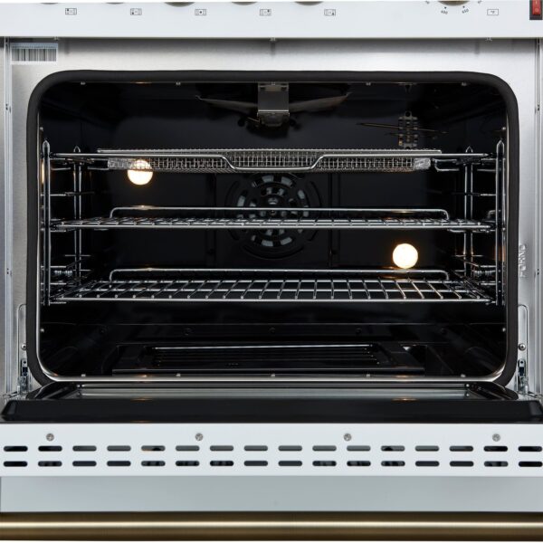 Giovanni 30-inch Gas Range White & Antique Brass Design, 5 Burners 67,000 BTU, 4.32 cu.ft