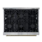 Marco 36-Inch Gas Range Black & Antique Brass Design, 6 Burners 67,000 BTU, 5.36 cu.ft