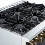 Marco 36-Inch Gas Range Black & Antique Brass Design, 6 Burners 67,000 BTU, 5.36 cu.ft