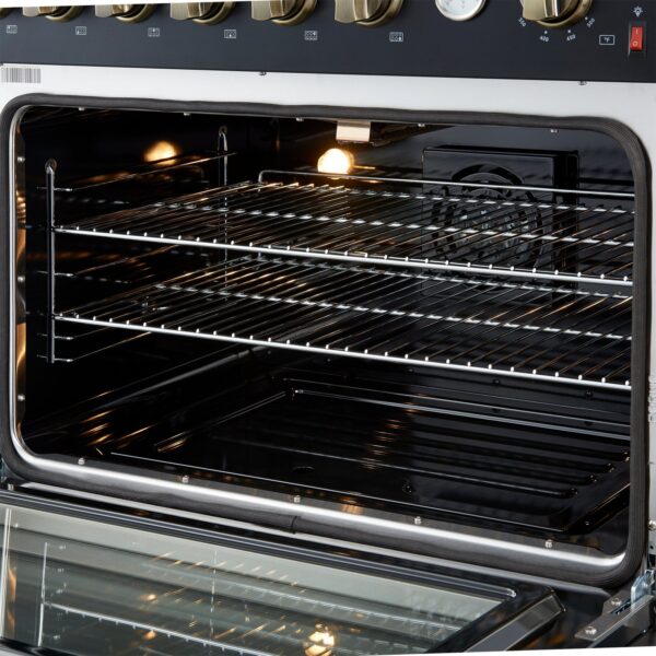 Marco 36-Inch Gas Range Black & Antique Brass Design, 6 Burners 67,000 BTU, 5.36 cu.ft