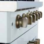 Forno Galiano 30-inch French Door Gas Range White with Antique Brass Design, 5 Burners, 68,000 BTU, 4.32 cu.ft. Convection Oven