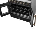 Forno Galiano 36-inch French Door Gas Range Black and Antique Brass Design