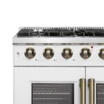 Forno Galiano 36-inch French Door Gas Range White and Antique Brass Design