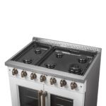Forno Galiano 36-inch French Door Gas Range White and Antique Brass Design