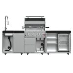 FORNO Bulnes 30-Inch BBQ, 60,000 BTU, 3 Burners with Sear & Rotisserie Infrared Burners, Stainless Steel Outdoor Kitchen with 1.8 cu.ft. Beverage Center & Black Granite Countertops