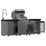 FORNO Bulnes 30-Inch BBQ, 60,000 BTU, 3 Burners with Sear & Rotisserie Infrared Burners, Stainless Steel Outdoor Kitchen with 1.8 cu.ft. Beverage Center & Black Granite Countertops