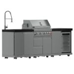 FORNO Bulnes 30-Inch BBQ, 60,000 BTU, 3 Burners with Sear & Rotisserie Infrared Burners, Stainless Steel Outdoor Kitchen with 1.8 cu.ft. Beverage Center & Black Granite Countertops
