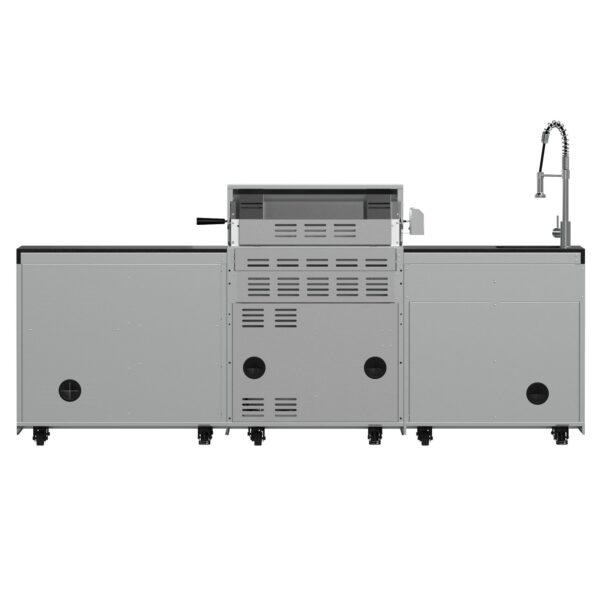 FORNO Bulnes 30-Inch BBQ, 60,000 BTU, 3 Burners with Sear & Rotisserie Infrared Burners, Stainless Steel Outdoor Kitchen with 1.8 cu.ft. Beverage Center & Black Granite Countertops
