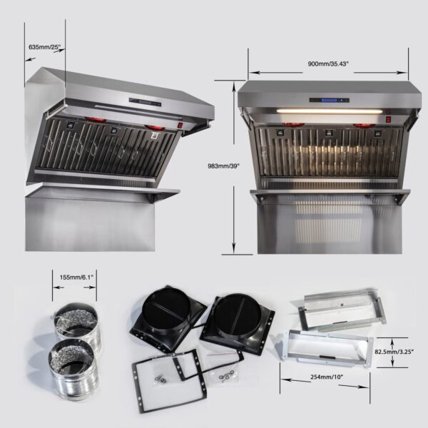 Forno Savona 36-Inch Wall Mount Range Hood, Baffle Filters, Backsplash Included
