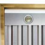 Forno Vittorio 36-Inch Wall Mount Range Hood, White with Antique Brass Trim, 424 CFM Airflow, Dishwasher-Safe Baffle Filters, Remote Control, 3-Speed Fan, Bright LED Lighting.