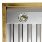 Forno Vittorio 48-Inch Wall Mount Range Hood, White with Antique Brass Trim, 424 CFM Airflow, Dishwasher-Safe Baffle Filters, Remote Control, 3-Speed Fan, Bright LED Lighting