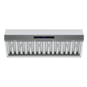 Forno Palazzo 48-Inch Wall Mounted Range Hood, Stainless Steel, Heavy Duty Baffle Filters, Remote Control