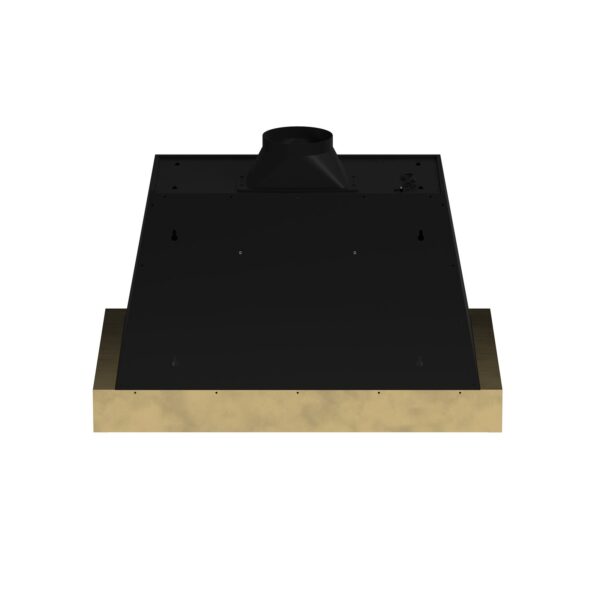 Forno Vittorio 36-Inch Wall Mount Range Hood, Black with Antique Brass Trim, 424 CFM Airflow, Dishwasher-Safe Baffle Filters, Remote Control, 3-Speed Fan, Bright LED Lighting.