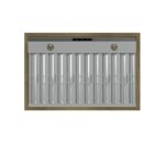 Forno Vittorio 36-Inch Wall Mount Range Hood, Black with Antique Brass Trim, 424 CFM Airflow, Dishwasher-Safe Baffle Filters, Remote Control, 3-Speed Fan, Bright LED Lighting.
