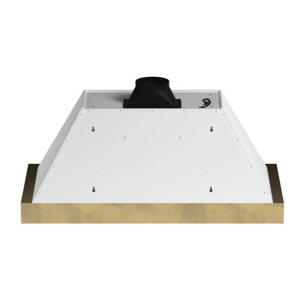Forno Vittorio 48-Inch Wall Mount Range Hood, White with Antique Brass Trim, 424 CFM Airflow, Dishwasher-Safe Baffle Filters, Remote Control, 3-Speed Fan, Bright LED Lighting