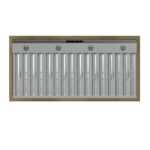 Forno Vittorio 48-Inch Wall Mount Range Hood, White with Antique Brass Trim, 424 CFM Airflow, Dishwasher-Safe Baffle Filters, Remote Control, 3-Speed Fan, Bright LED Lighting
