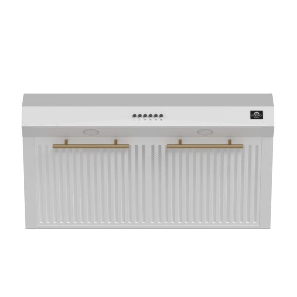 Forno Bari Espresso 30-Inch Under Cabinet Range Hood, White, 600 CFM, LED Lighting, Dishwasher-Safe Baffle Filters, 3-Speed Fan Control