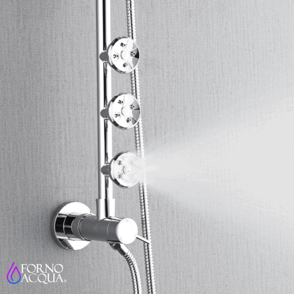 Forno Acqua AcquaSPA Retrofit Shower, Overhead Rainfall Shower, Handheld Shower Head, Body Jets, 6 Way Diverter, Polished Stainless Steel Finish, 2.5 GPM Flow Rate