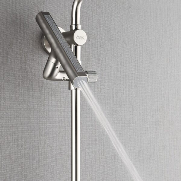 Forno Acqua AcquaFALL Shower, Brushed Nickel Finish, Overhead Rainfall Shower, 7 Way Diverter, Handheld Shower Head, Body Jets, 1.8 GPM Flow Rate