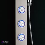 Forno Acqua AcquaSpa Shower Panel with SensoTemp, Stainless Steel, Overhead Rainfall Shower, Handheld Shower Head, Body Jets, 2.5 GPM Flow Rate
