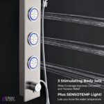 Forno Acqua AcquaSPA Shower Panel with SensoTemp, Stainless Steel, Overhead Rainfall Shower, Handheld Shower Head, Body Jets, 1.8 GPM Flow Rate