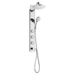 Forno Acqua AcquaSPA Shower Panel with SensoTEMP, Mirrored Stainless Steel Finish, Overhead Rainfall Shower, Handheld Shower Head, Body Jets, 2.5 GPM Flow Rate
