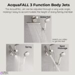 Forno Acqua AcquaFALL Mini Shower Head, Brushed Nickel Finish, Overhead Rainfall Shower, 7 Way Diverter, Handheld Shower Head, Body Jets, 1.8 GPM Flow Rate