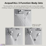 Forno Acqua AcquaFALL Mini Shower Head, Polished Stainless Steel Finish, Overhead Rainfall Shower, 7 Way Diverter, Handheld Shower Head, Body Jets, 1.8 GPM Flow Rate