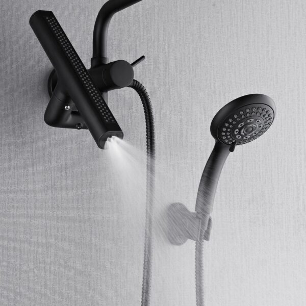Forno Acqua AcquaFALL Mini 8 Inch Shower Head, Matte Black Finish, Overhead Rainfall Shower, Handheld Shower Head, Body Jets, 2.5 GPM Flow Rate