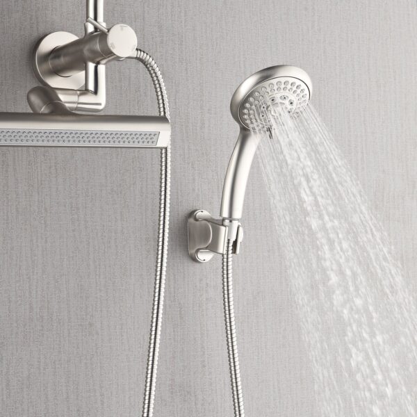 Forno Acqua AcquaFALL Mini 8 Inch Shower Head, Brushed Nickel Finish, Overhead Rainfall Shower, Handheld Shower Head, Body Jets, 1.8 GPM Flow Rate