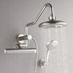 Forno Acqua AcquaFALL Mini 8 Inch Shower Head, Brushed Nickel Finish, Overhead Rainfall Shower, Handheld Shower Head, Body Jets, 1.8 GPM Flow Rate