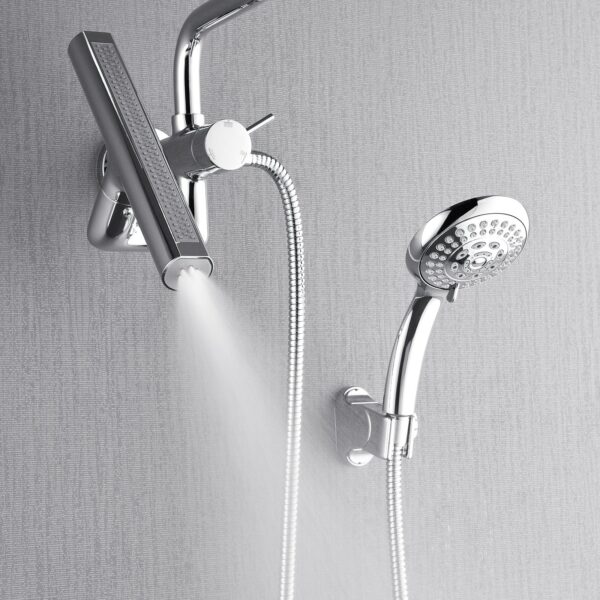 Forno Acqua AcquaFALL Mini 8 Inch Shower Head, Polished Stainless Steel Finish, Overhead Rainfall Shower, Handheld Shower Head, Body Jets, 1.8 GPM Flow Rate