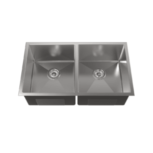 33″x19″ Stainless Steel Kitchen Sink, Double Bowl in Brushed Nickel, Undermount Handmade Sink, with US Standard Drain and Hook