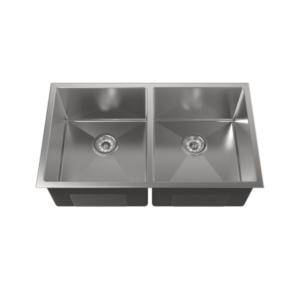 33″x19″ Stainless Steel Kitchen Sink, Double Bowl in Brushed Nickel, Undermount Handmade Sink, with US Standard Drain and Hook