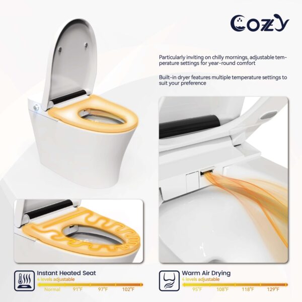 Smart Toilet, Auto Flush, Foot Sensor For Auto Seat, Instant Heat, Dryer, Side Knob, Night Light, Remote Control, Deodorizer, LS-STWH01