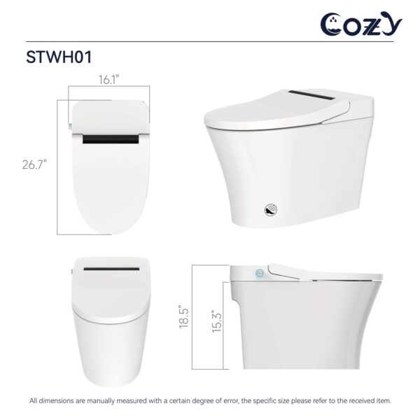 Smart Toilet, Auto Flush, Foot Sensor For Auto Seat, Instant Heat, Dryer, Side Knob, Night Light, Remote Control, Deodorizer, LS-STWH01