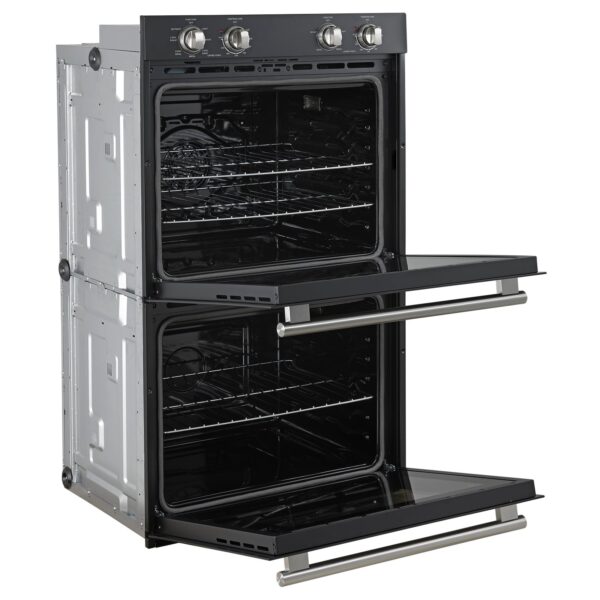 Forno Vomero 30-Inch Double Wall Oven, Black, 10 cu.ft Total Capacity, 7100W Convection, Mechanical Controls, Manuel Steam Clean