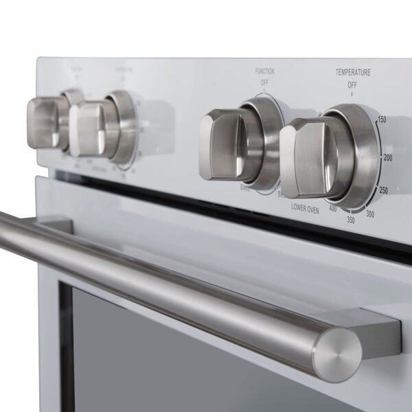 Forno Vomero 30-Inch Double Wall Oven, White, 10 cu.ft Total Capacity, 7100W Convection, Mechanical Controls, Manuel Steam Clean