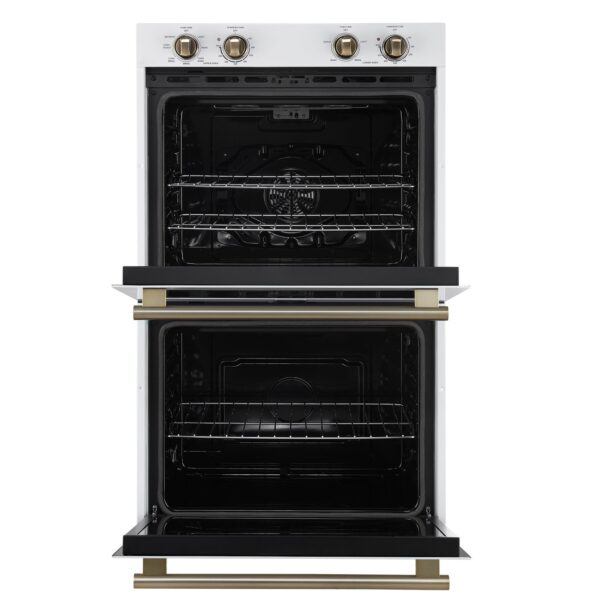Forno Vomero 30-Inch Double Wall Oven, White, 10 cu.ft Total Capacity, 7100W Convection, Mechanical Controls, Manuel Steam Clean