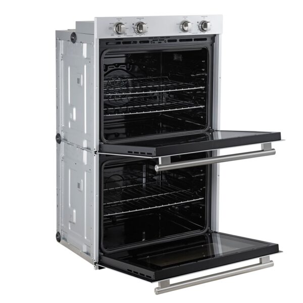 Forno Vomero 30-Inch Double Wall Oven, White, 10 cu.ft Total Capacity, 7100W Convection, Mechanical Controls, Manuel Steam Clean