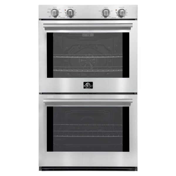 Forno Vomero 30-Inch Double Wall Oven, Stainless Steel, 10 cu.ft Total Capacity, 7100W Convection, Mechanical Controls, Self-Cleaning Function